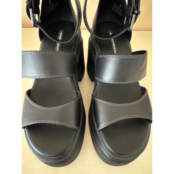 Windsor Smith Black Leather Heels Platform Open Toe Sandals Buckle Women Size 8 - Picture 5 of 13